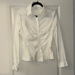 Giorgio Armani Collezioni Cream Button-Down Shirred shirt